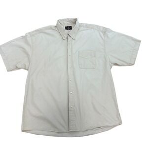 J. Riggins Button Down Shirt Mens XL Tan Short Sleeve Cotton American Sportswear